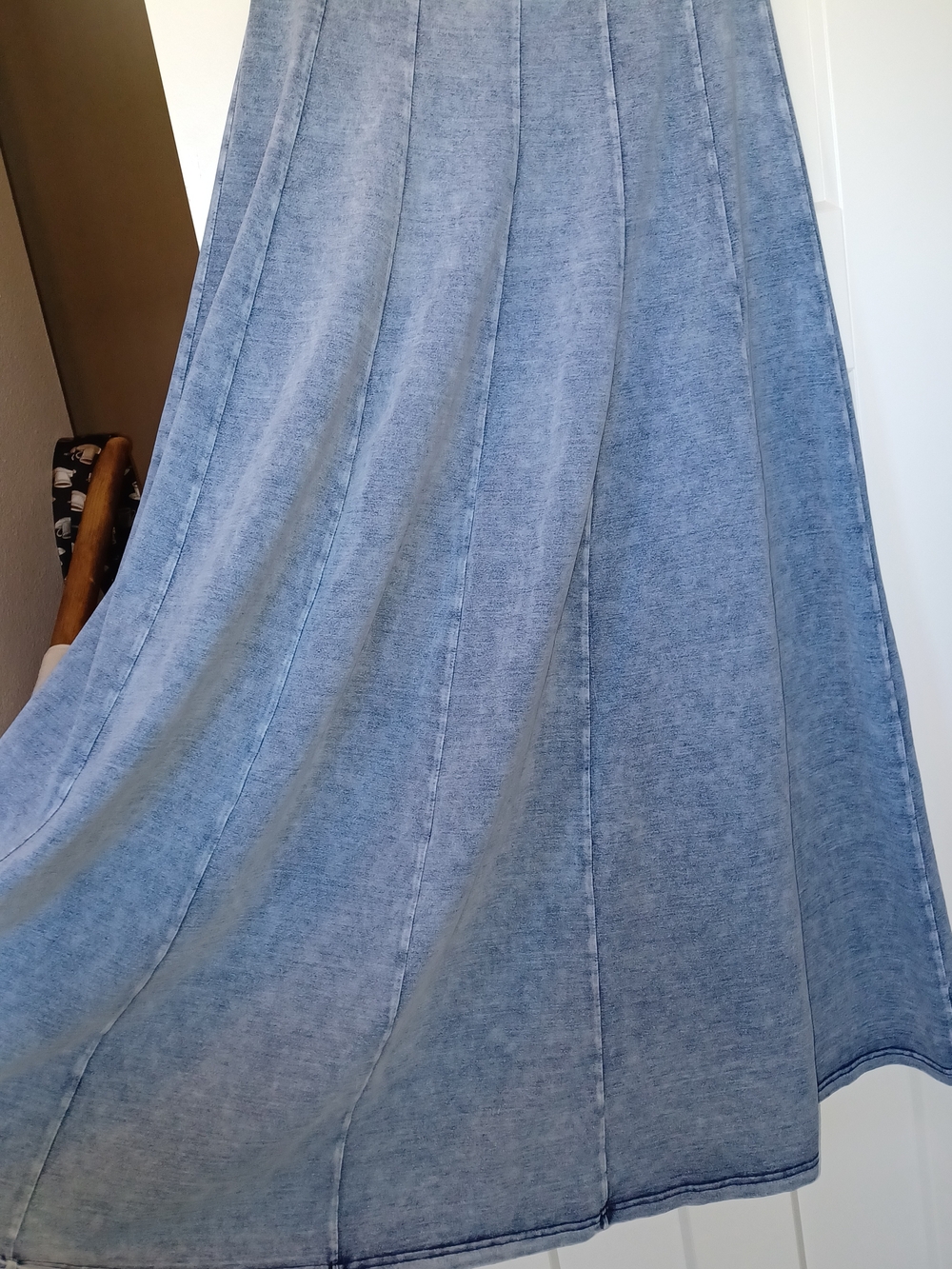 Light Blue Maxi A-Line Panel Skirt